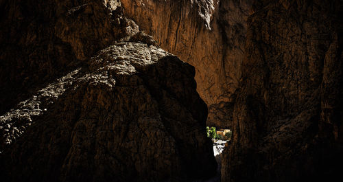 Low angle view of rock formation in cave