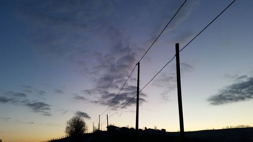 Low angle view of power lines against sky