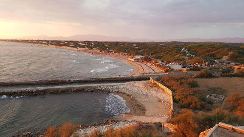 High angle view of sea against sky