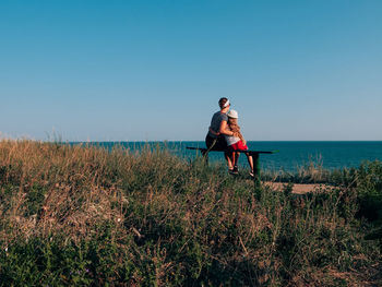 Scenic view of sea against clear sky