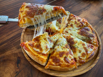 Close-up of pizza on table