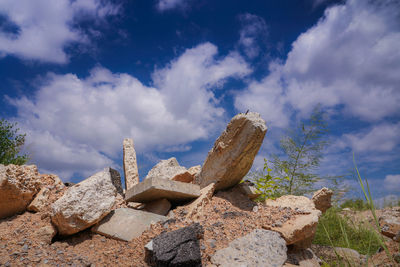 Panoramic view of rocks against sky