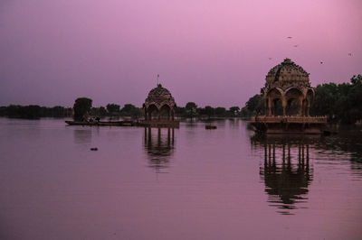 Reflection of building in lake