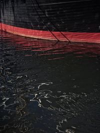 Close-up of red water at night