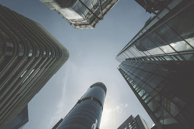 View of modern business skyscrapers glass and sky view landscape of commercial building in city