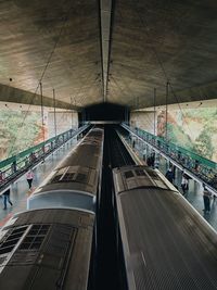 High angle view of escalator