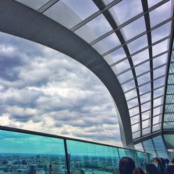 Interior of 20 fenchurch street against cloudy sky