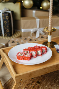 Close-up of food on table