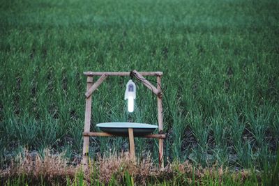 Empty chair on field