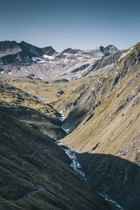 Scenic view of mountains against clear sky