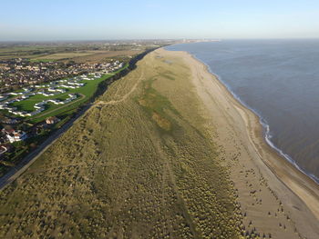 High angle shot of seascape and landscape