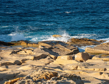 Scenic view of rocky beach