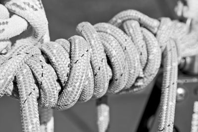 Close-up of rope tied on metal