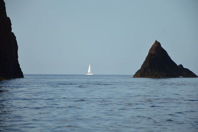 Scenic view of sea against clear sky