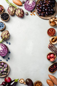 High angle view of fruits on table