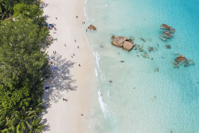 High angle view of people on beach