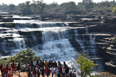 Scenic view of waterfall