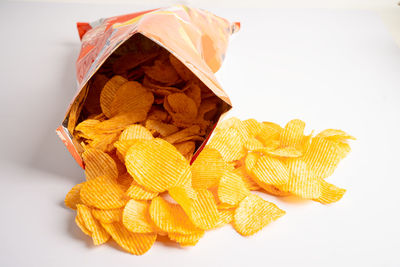 High angle view of food on white background