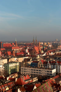 High angle view of townscape against sky