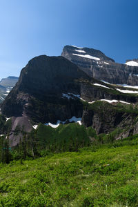 Scenic view of rocky mountains against clear sky