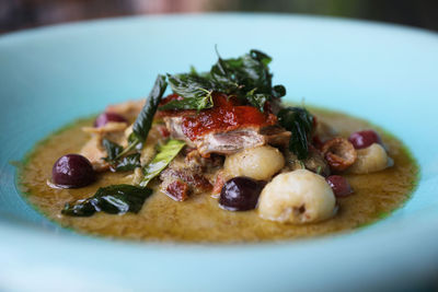 Close-up of meal served in plate