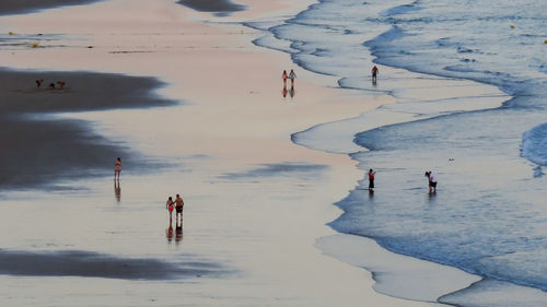 High angle view of people on beach