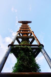 Low angle view of cross against sky