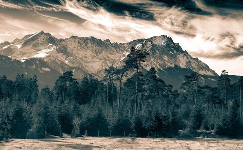 Scenic view of mountains against sky