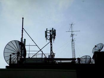 Low angle view of silhouette ferris wheel against sky