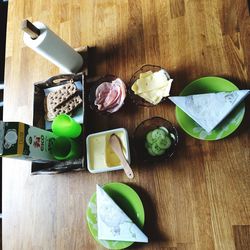 High angle view of food on table