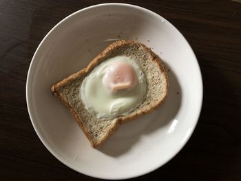 High angle view of heart shape in plate