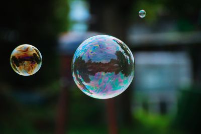 Close-up of bubbles in rainbow