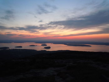 Scenic view of sea at sunset