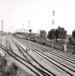 View of railway tracks against clear sky