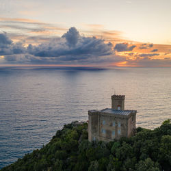 Scenic view of sea against sky during sunset