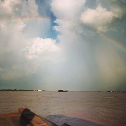 Scenic view of sea against cloudy sky