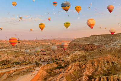 Hot air balloons in sky