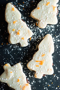 High angle view of cookies