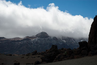 Panoramic view of landscape and mountains against sky