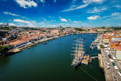 Aerial view of porto city, portugal, on sunset