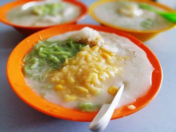 Close-up of meal served in plate