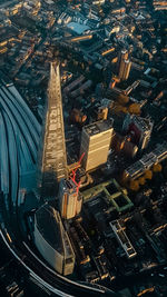 High angle view of buildings in city