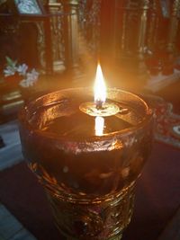 Close-up of lit candle