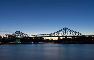 View of bridge over river against blue sky