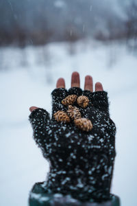 Close-up of hand holding ice cream