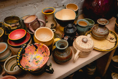 High angle view of food on table