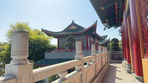 Low angle view of temple against sky