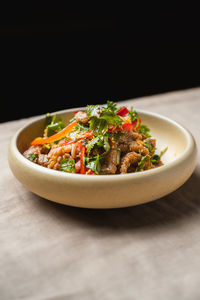 Close-up of food in plate on table