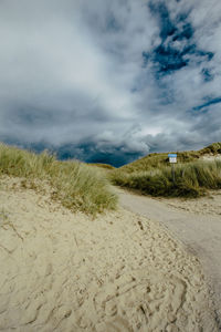 Scenic view of beach against sky