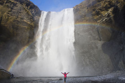 Scenic view of waterfall in iceland